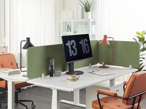 Skrivbordsskärm Avskärmning Grön PET-tyg 72 x 40 cm Modulära Fästklämmor Hemmakontor Beliani