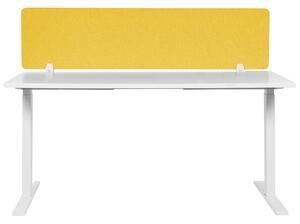 Skrivbordsskärm Avskärmning Gul PET-tyg 130 x 40 cm Modulära Fästklämmor Hemmakontor Beliani
