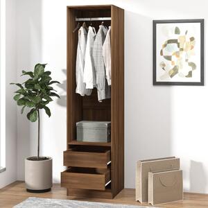Garderob med lådor brun ek 50x50x200 cm konstruerat trä