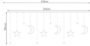 Iso Trade Juldekoration LED-gardin Multifärg - Måne & stjärnor 138 LED-lampor