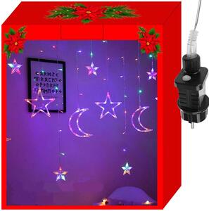 Iso Trade Juldekoration LED-gardin Multifärg - Måne & stjärnor 138 LED-lampor