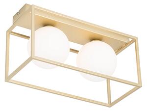 Design taklampa guld med vita 2 -lampor - Aniek
