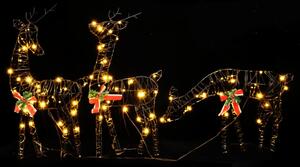 Juldekorationer renar&familj 2 st 180 LEDs varmvit rotting