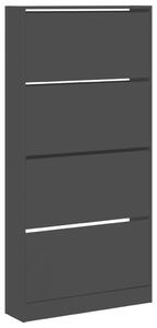 Skoskåp med 4 flip-lådor svart 80x21x163,5 cm