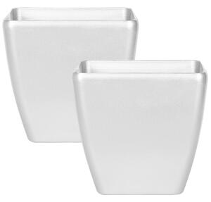 Set med 2 Krukor Silver Fiberlera 35 x 35 x 34 cm Utomhus Inomhus Allväder Beliani