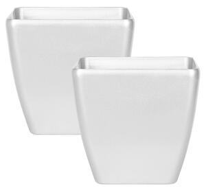 Set med 2 Krukor Silver Fiberlera 35 x 35 x 34 cm Utomhus Inomhus Allväder Beliani