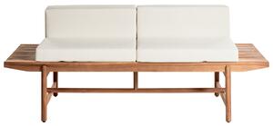 Trädgårdsbänk Ljust Akaciaträ 210 x 84 cm med Off-White Dynor Utomhus Rustik Design Uteplats Balkong Beliani