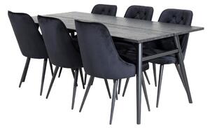 VELVET SLEEK Matbord 195x95 + 6 stolar
