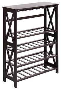 Vinställ Hållare Mörkbrun MDF Tall Trä Ben 73 x 29 x 90 cm för Flaskor och Glas Klassisk Elegant Stil Heminredning Beliani