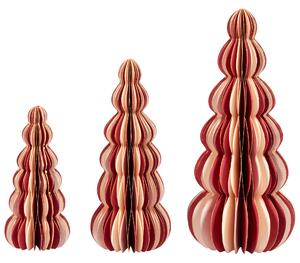 Juldekorationer 3 st Set Julgranar Beige och Röd Figuriner Julsäsong Festlig Dekoration Julpynt Papper Beliani