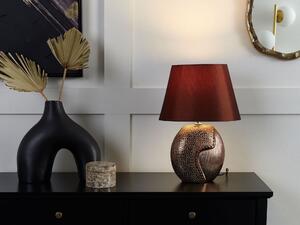 Bordslampa Brun Keramik 42 cm Oval Lampskärm Glansmönster Modern Beliani