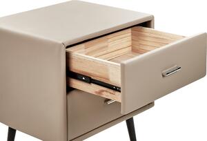 Nattduksbord Beige konstläderklädsel 2 lådor Nattduksbord Minimalistisk modern design Svarta ben Beliani