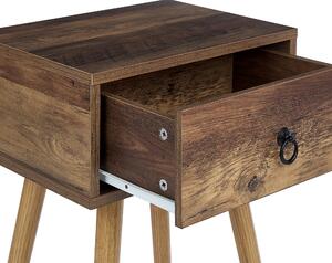 Nattduksbord Mörkt trä Rustik design 1 låda Nattduksbord Sovrumsförvaring Möbler Beliani