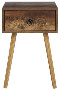 Nattduksbord Mörkt trä Rustik design 1 låda Nattduksbord Sovrumsförvaring Möbler Beliani