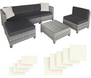 Tectake 403742 loungeset i konstrotting med aluminiumram, överdrag i 2 färger med 10 cm stoppning - ljusgrå