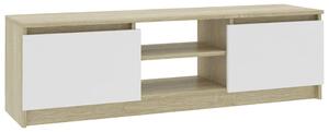 TV-bänk vit och sonoma ek 120x30x35,5 cm konstruerat trä