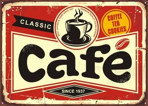 Illustration Cafe bar retro tin sign, lukeruk