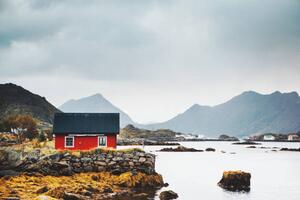 Fotografi Small Red fisherman's house, Norway, Natalia Ivanova