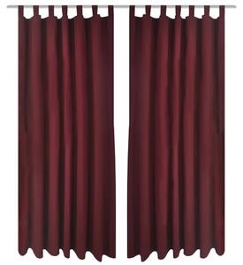 2-pack gardiner med öglor i vinröd microsatin 140 x 245 cm