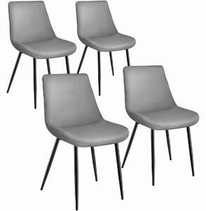 Tectake 404933 set med 4 stolar i sammetslook monroe - grå