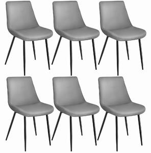 Tectake 404934 set med 6 stolar i sammetslook monroe - grå