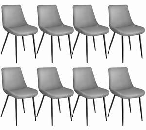 Tectake 404935 set med 8 stolar i sammetslook monroe - grå