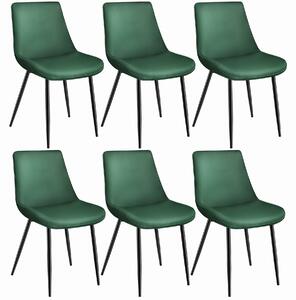 Tectake 404931 set med 6 stolar i sammetslook monroe - mörkgrön