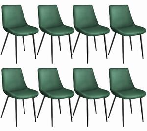 Tectake 404932 set med 8 stolar i sammetslook monroe - mörkgrön