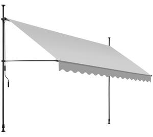 Tectake 404970 spännmarkis och soltak med handvev, höjdjusterbar - 400 x 180 cm, ljusgrå