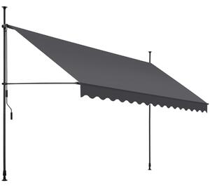 Tectake 404971 spännmarkis och soltak med handvev, höjdjusterbar - 400 x 180 cm, svart/grå