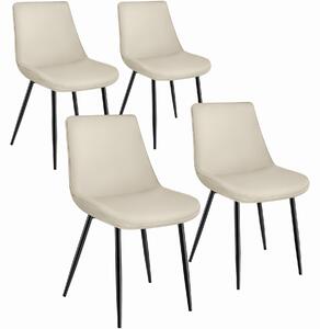 Tectake 404939 set med 4 stolar i sammetslook monroe - creme