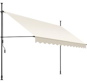 Tectake 404966 spännmarkis och soltak med handvev, höjdjusterbar - 350 x 180 cm, beige