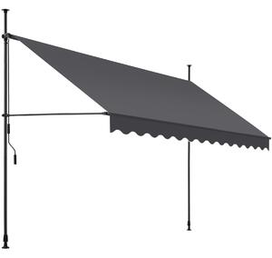 Tectake 404968 spännmarkis och soltak med handvev, höjdjusterbar - 350 x 180 cm, svart/grå