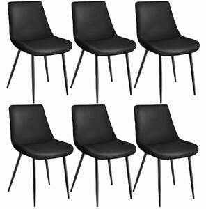 Tectake 404937 set med 6 stolar i sammetslook monroe - svart