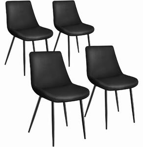 Tectake 404936 set med 4 stolar i sammetslook monroe - svart