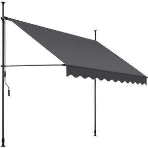 Tectake 404962 spännmarkis och soltak med handvev, höjdjusterbar - 250 x 180 cm, svart/grå