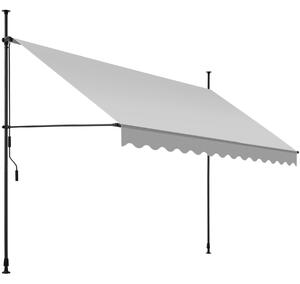 Tectake 404967 spännmarkis och soltak med handvev, höjdjusterbar - 350 x 180 cm, ljusgrå
