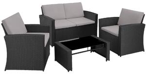 Tectake 405015 loungeset lucca i konstrotting - svart/grå