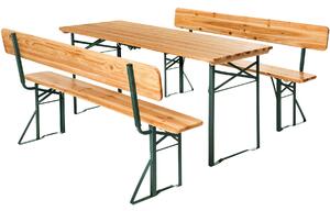 Tectake 402503 bord- och bänkset med ryggstöd, utebänk i trä, sittgrupp - brun