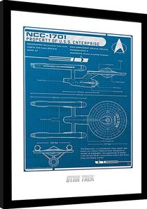 Inramad poster Star Trek - USS Enterprise's plan