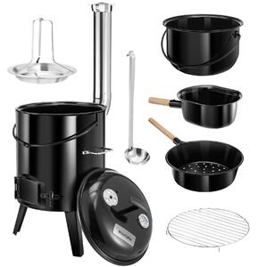 TecTake GmbH 405084 utomhuskök rocket, 17 l, 5i1, inkl. tillbehör - svart