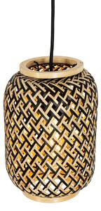 Orientalisk hänglampa bambu med svart 3-ljus - Yvonne