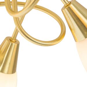 Klassisk taklampa guld med opalglas 5-ljus - Inez
