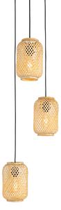 Orientalisk hänglampa bambu 3-ljus - Yvonne
