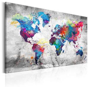Canvas Tavla - World Map: Grey Style - 120x80