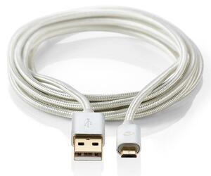 Lång USB-kabel i tyg, Mikro-USB 3 m