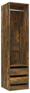 Garderob med lådor rökfärgad ek 50x50x200 cm konstruerat trä