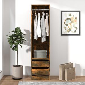 Garderob med lådor rökfärgad ek 50x50x200 cm konstruerat trä