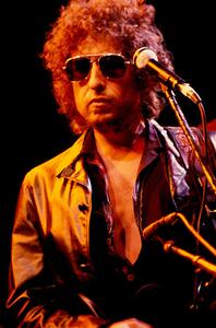 Fotografi Writer composer Bob Dylan at a concert in the early 1980s