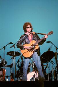 Fotografi Writer composer Bob Dylan at a concert in the early 1980s